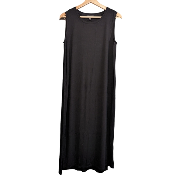 Eileen Fisher Dresses & Skirts - Eileen Fisher Black Sleeveless Midi Viscose Dress - Women's Size Medium